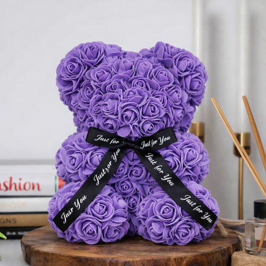 Ursuleț De Pluș Din Trandafiri Artificiali Mov În Cutie My Home Luxury