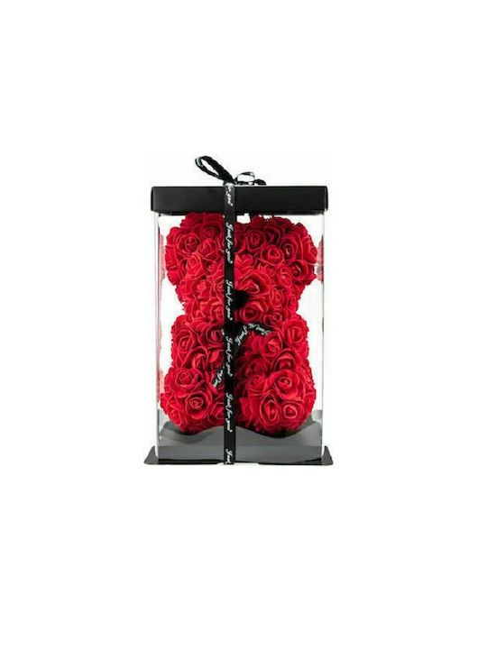 Teddybär aus Künstlichen Rosen Rot 30cm in Box 1Stück