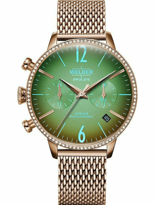 Welder Moody Γυναικείο Ρολόι 38mm Χρονογράφος Μπαταρίας με Ροζ Χρυσό Μεταλλικό Μπρασελέ