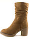77-15 Suede Women's Chelsea Boots with High Heel Tabac Brown