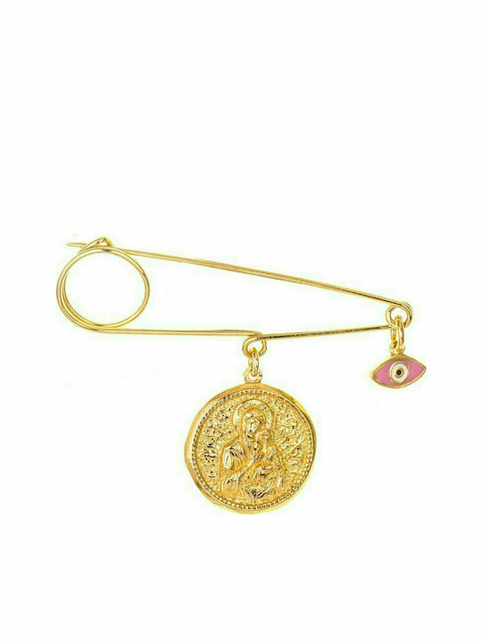 Paraxenies Child Safety Pin made of Gold Plated Silver with Constantinato for Girl