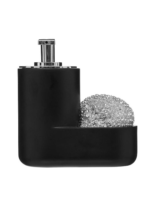 Marva F-V Dispenser Κουζίνας Πλαστικό με Θήκη για Σφουγγάρι Μαύρο 300ml
