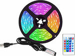 Waterproof LED Strip Power Supply USB (5V) RGB Length 5m Set with Remote Control and Power Supply SMD5050