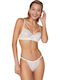 Cansoy Lace Underwear Set with Bra & Brazil Ecru 550
