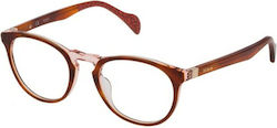 Tous Plastic Eyeglass Frame Brown VTOA22 07LA