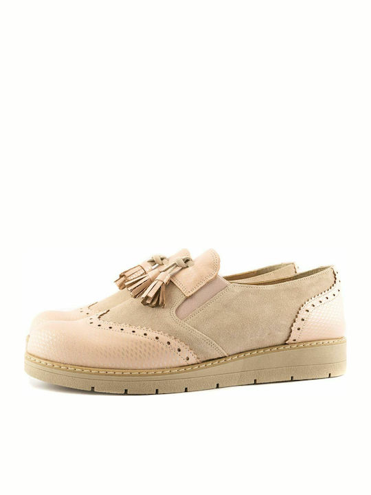 5007 Γυναικεία Oxfords σε Μπεζ Χρώμα