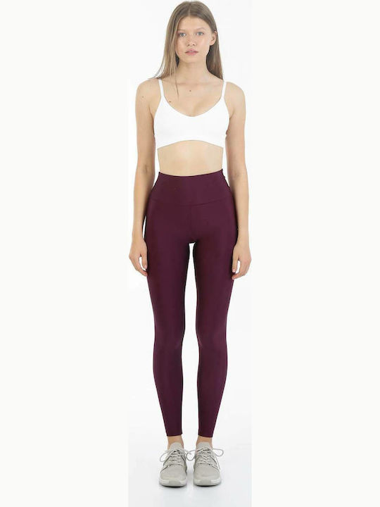 John Frank WJFLEG01 Women's Long Training Legging High Waisted Burgundy