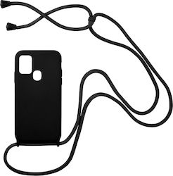 Sonique Carryhang Coperta din spate Silicon 0.5mm cu Brățară Negru (Galaxy A21s)