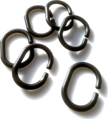 Dimitracas Plastic Bathroom Curtain Rings Black 12pcs