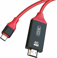 XO GB-005 HDMI 1.4 HDMI male - USB-C male 2m Κόκκινο