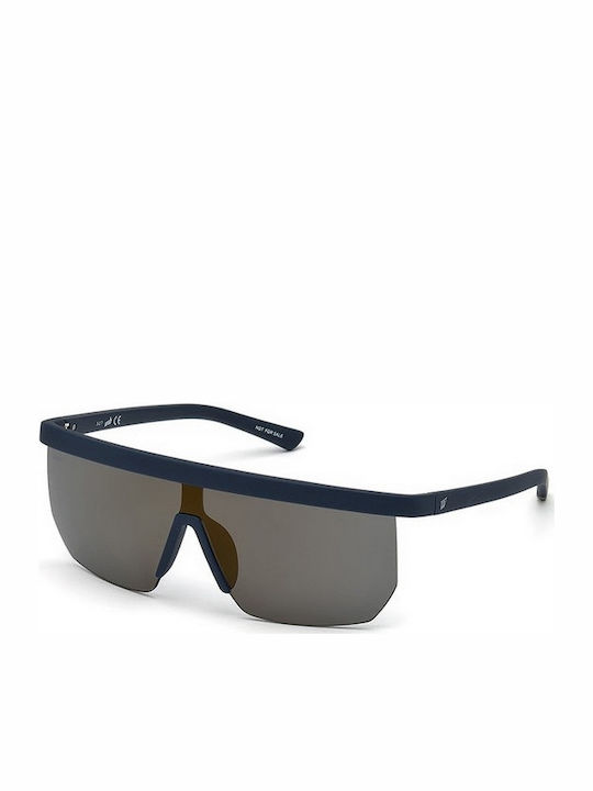 Web Sunglasses with Blue Plastic Frame and Black Mirror Lens WE0221 91C