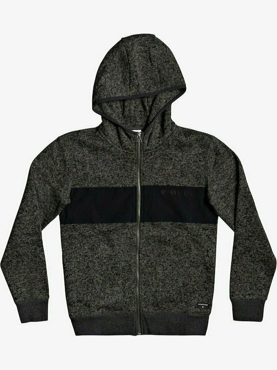 Quiksilver Boys Fleece Hooded Sweatshirt Up Polar Hoodie Boys with Zipper Gray QS