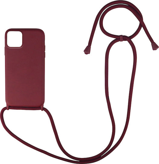 Sonique Carryhang Umschlag Rückseite Silikon 0.5mm mit Band Burgundisch (iPhone 11 Pro)