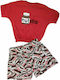 Carla Mara Summer Women's Pyjama Set Cotton Red