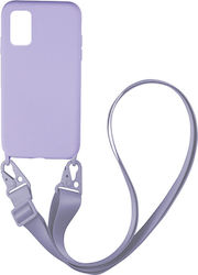 Sonique Carryhang Liquid Strap Umschlag Rückseite Silikon 0.5mm Flieder (Galaxy A02s)