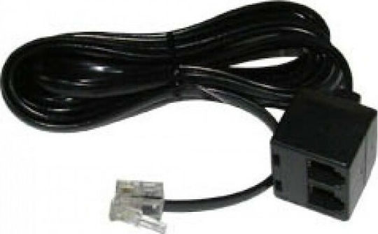 Flat Telephone Cable RJ11 6P4C 2m Black (01.074.0090)