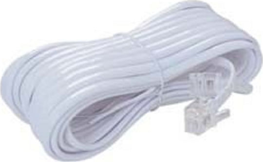 Eucom Flat Telephone Cable RJ11 6P4C 30m White (10-100-0063Λ)