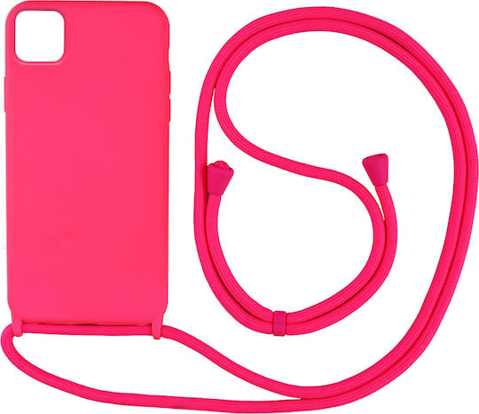 Sonique Carryhang Back Cover Silicone 0.5mm with Strap Fuchsia (iPhone 12 mini)