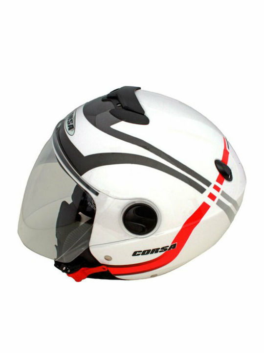 Corsa CX90 Jet Helmet ECE 22.05 Λευκό / Κόκκινο 913CX09019