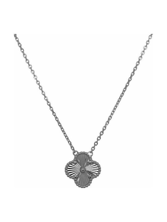 Mertzios.gr Halskette mit Design Blume aus Silber NCD0814-S