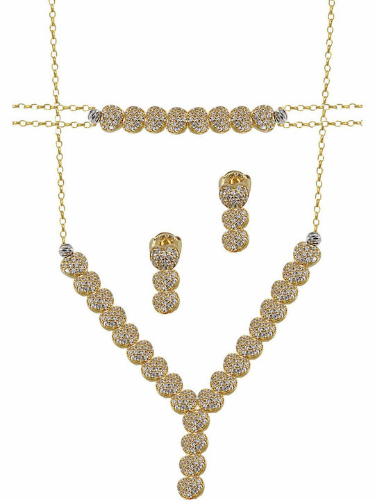 Mertzios.gr Set with Necklace , Earrings & Bracelet from Gold 14K with Stones