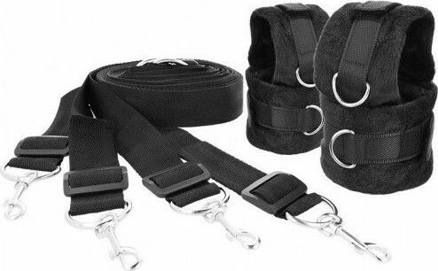 Darkness Interlace Over & Under Bed Restraint Set Σετ για Δέσιμο στο Κρεβάτι σε Μαύρο Χρώμα