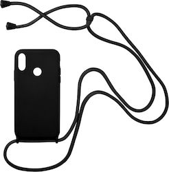 Sonique Carryhang Back Cover Silicone 0.5mm with Strap Black (Huawei P30 Lite)