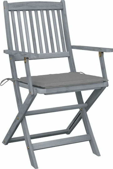 Scaun de exterior Lemn Patină gri / Pernă gri cu pernă 2buc 54x57x91cm