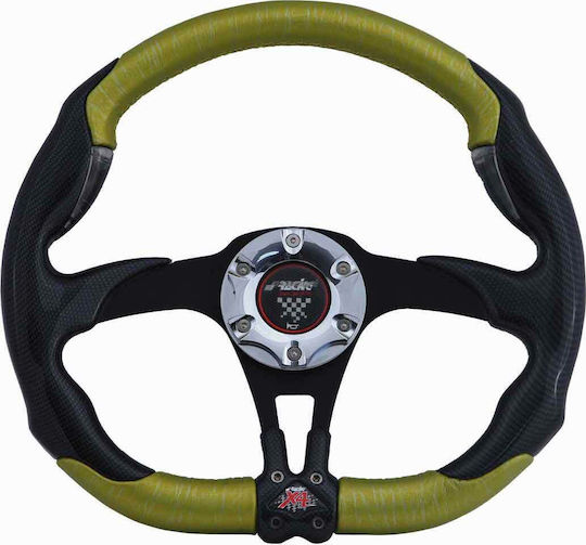 Τιμόνι Αυτοκινήτου X4 Carbon Look Τριάκτινο Μαύρο/Κίτρινο