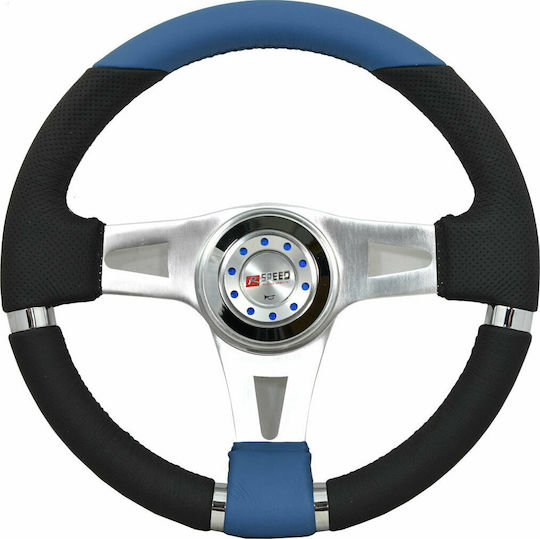 Carman Autolenkrad R Speed Leder Drei-Speichen mit Durchmesser 33cm Schwarz/Blau