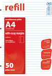 A&G Paper 50 Replacement Pads A4 Ruled Red