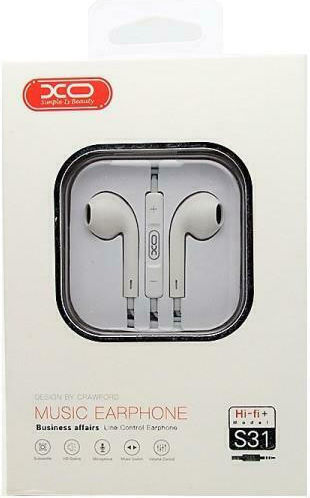 XO S31 Handsfree cu două căști cu mufă 3.5mm Alb