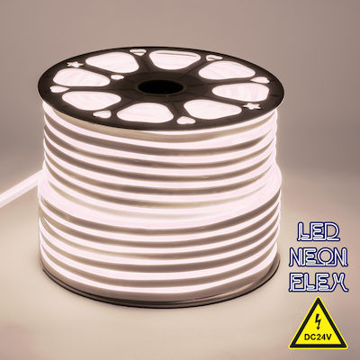 GloboStar Waterproof Neon Flex LED Strip Power Supply 24V with Natural White Light Length 1m and 120 LEDs per Meter