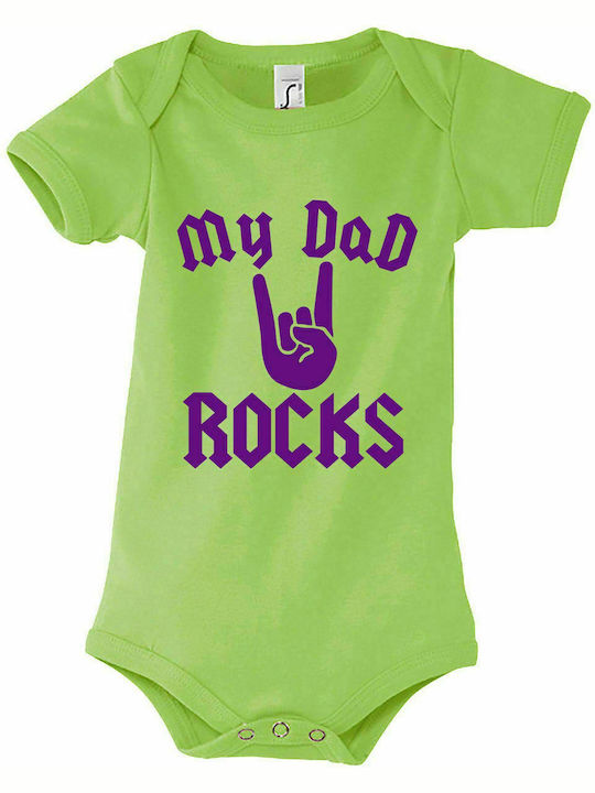 Baby Bodysuit "My Dad Rocks", Apple Green