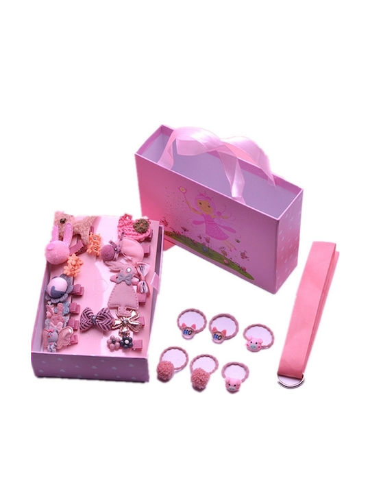 Set Kids Hair Clips with Rubber Band in Pink Colour 24 Pieces Set Kids Hair Clips with Rubber Band in Pink Colour 24 Pieces