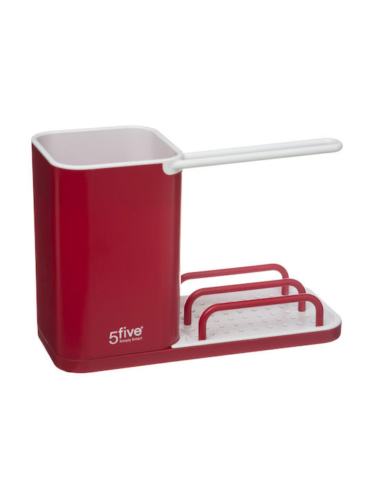 5Five Kitchen Sink Organizer from Plastic in Red Color 21x9x14.6cm