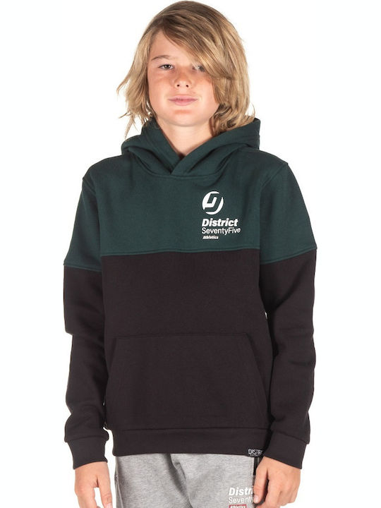 District75 Kids Fleece Sweatshirt with Hood and Pocket Black