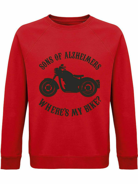 Sweatshirt Unisex, Organic "Sons of Alzheimers", Red