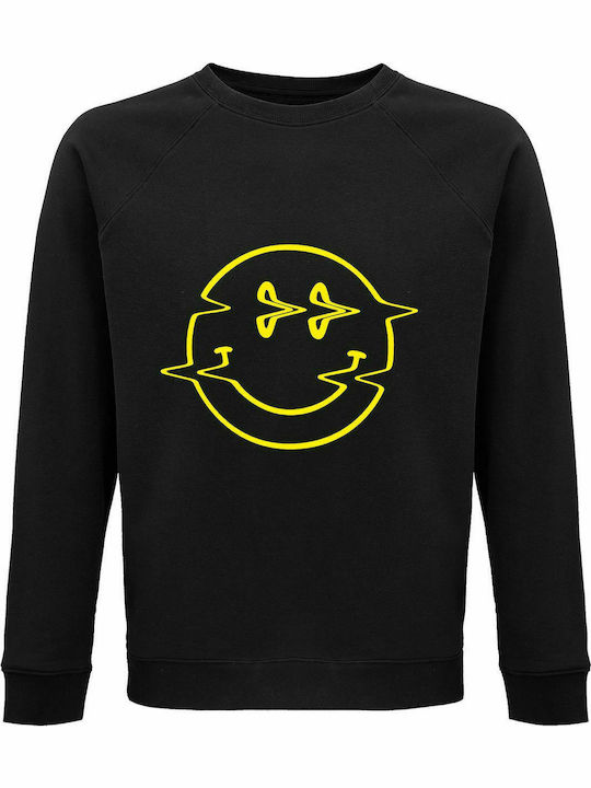 Sweatshirt Unisex, Organic "Emoticon Destroyed Smile", Black