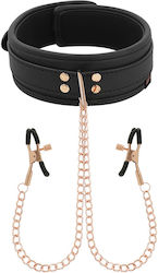 Coquette Vegan Leather Collar With Nipple Clamps BDSM Kit σε Μαύρο Χρώμα Coquette Vegan Leather Collar With Nipple Clamps BDSM Kit σε Μαύρο Χρώμα