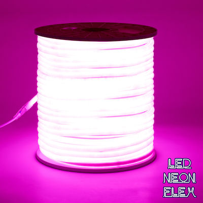 GloboStar Waterproof Neon Flex LED Strip Power Supply 220V with Pink Light Length 1m and 120 LEDs per Meter