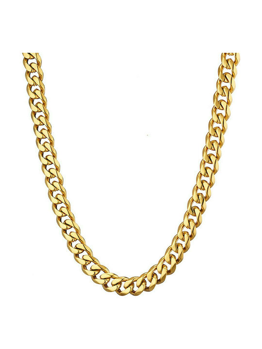 Verorama Chain Neck from Steel Gold-plated Wide Thickness 8.5mm and Length 60cm