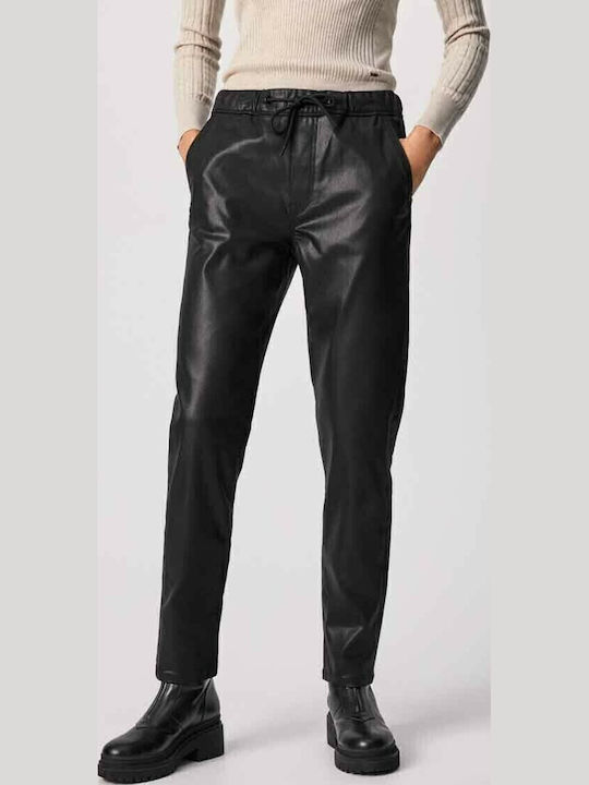 Cara Women's Fabric Trousers Tapered Line Black