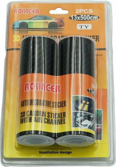 Protectoare Autocolante Auto Carbon 500 x 13cm în Culoarea Negru 2buc