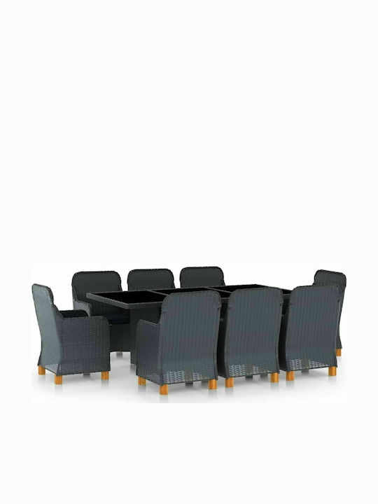 Set Sala De Mese Pentru Exterior 9 Piese Gri În...