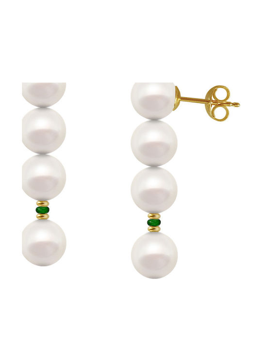 Margaritari Ohrringe aus Gold 14K mit Steinen & Perlen