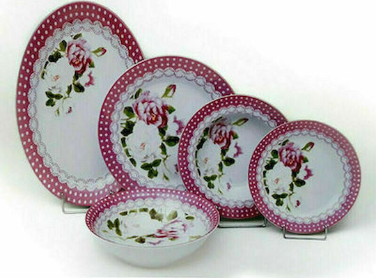 Karvounis Geschirrset aus Porzellan Pink 20Stück