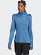 Adidas Own The Run Damen Sportlich Bluse Langärmelig mit Reißverschluss Focus Blue