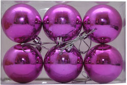Set of 6 Purple Plastic Ball Ornaments 8cm Set of 6 Purple Plastic Ball Ornaments 8cm