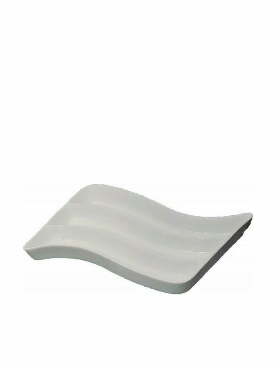 Karvounis Porcelain Dessert Divided Serving Plate with 3 Slots White